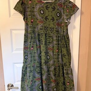 Nooworks Olive Green Dress with Fun Pattern